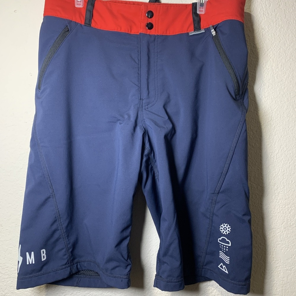 Unbranded Women's Navy Blue Bike Shorts with Red Waistband